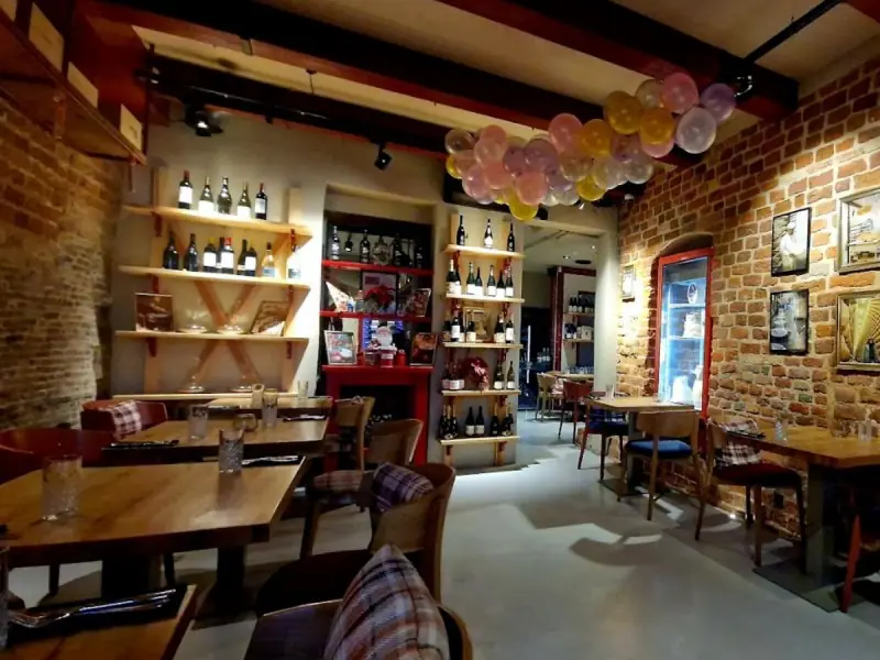 Brick interior with the cheese counter